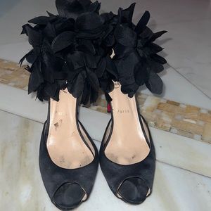 Super special authentic black Christian Louboutin flower heel